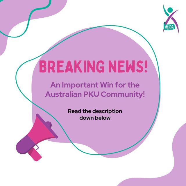 BREAKING NEWS - An important win for the Australian PKU Community!The Metabolic Dietary Disorders Association (MDDA) is excited to share the long-awaited news that as of 1 April 2023, Kuvan (sapropterin dihydrochloride) is now available on the Pharmaceutical Benefits Scheme (PBS) for the treatment of sapropterin-responsive adults living with hyperphenylalaninemia (HPA) due to phenylketonuria (PKU)! This follows the positive recommendation from the Pharmaceutical Benefits Advisory Committee (PBAC) in July 2022, which found that “sapropterin provides, for some patients, a significant improvement in efficacy over a Phe-restricted diet alone” and acknowledging “there was a high clinical need in a small patient population.”To read our full statement visit our website (link in bio)